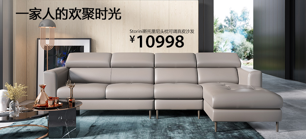 Storini斯托里尼头枕可调真皮沙发